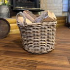 Rattan Basket with Hessian Liner [Small]