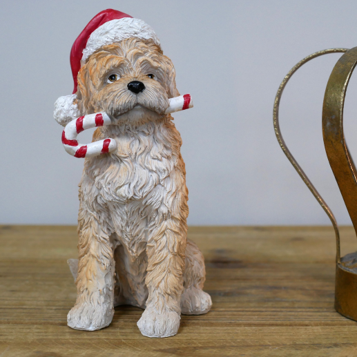 Winter Dog With Candy Cane