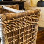 Wicker Style Log Basket On Wheels