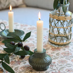 Fluted Green Candlestick Holder