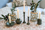 Fluted Green Candlestick Holder