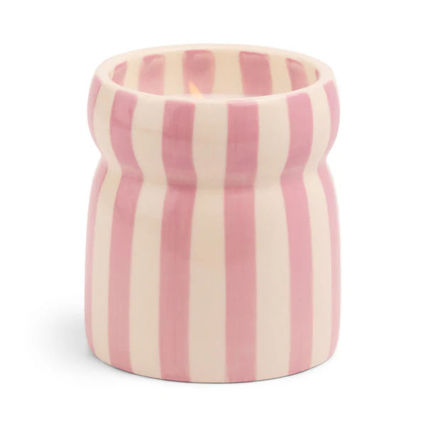 Cabana Lavender Striped Cermaic Candle - Grecian Sand