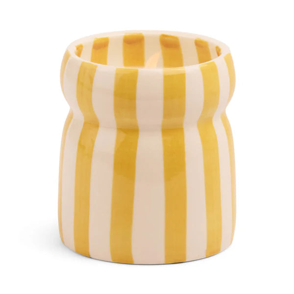 Cabana Ochre Striped Ceramic Candle - Gold Coast