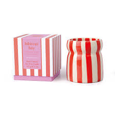 Hibiscus Bay Striped Ceramic Candle